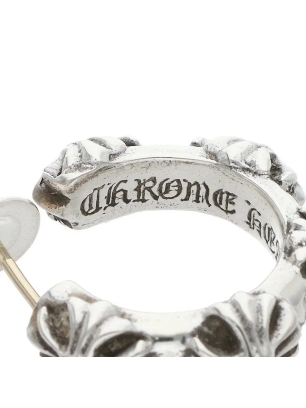 Chrome Hearts Hoop Cross Sml Band Silver Earrings